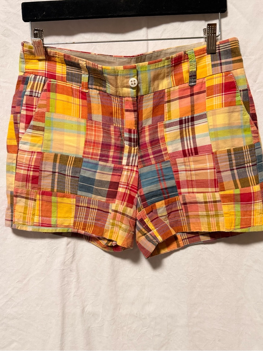 Talbots Multicolor Plaid Cotton Shorts - Bright Madras Check - Picture 4 of 8